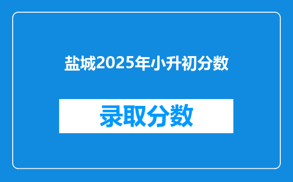 盐城2025年小升初分数