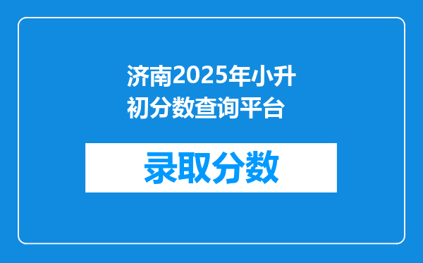 济南2025年小升初分数查询平台