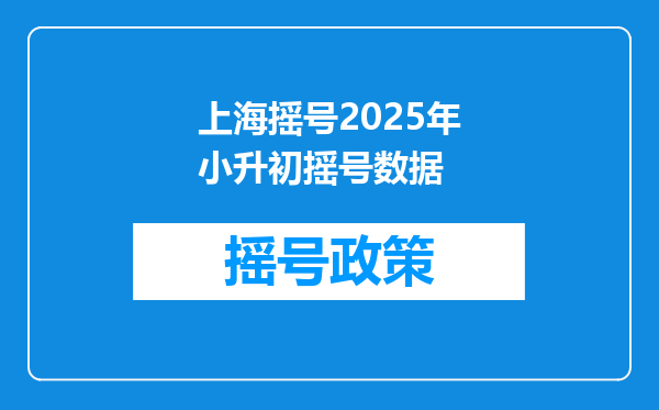 上海摇号2025年小升初摇号数据