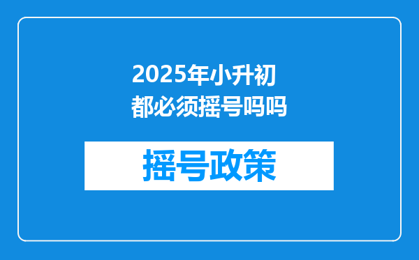 2025年小升初都必须摇号吗吗