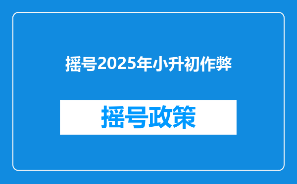 摇号2025年小升初作弊