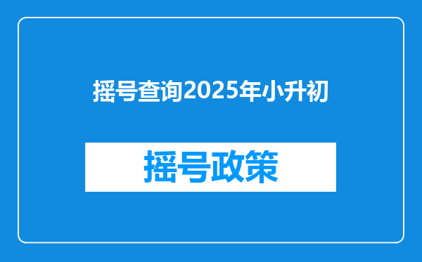 摇号查询2025年小升初