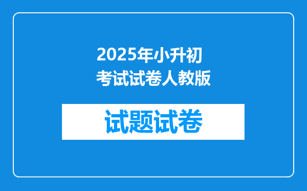 2025年小升初考试试卷人教版