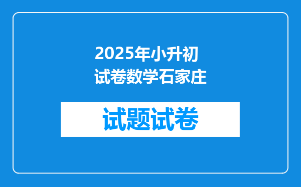 2025年小升初试卷数学石家庄