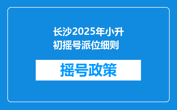 长沙2025年小升初摇号派位细则