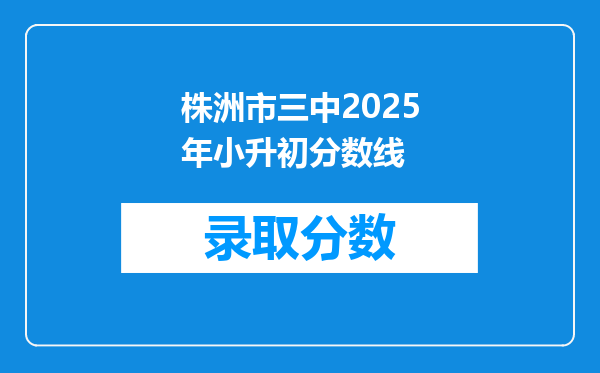 株洲市三中2025年小升初分数线