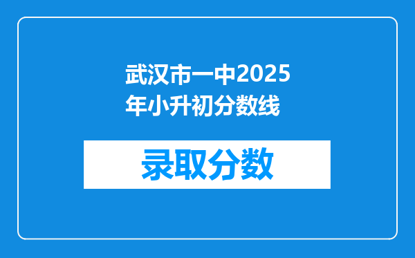 武汉市一中2025年小升初分数线