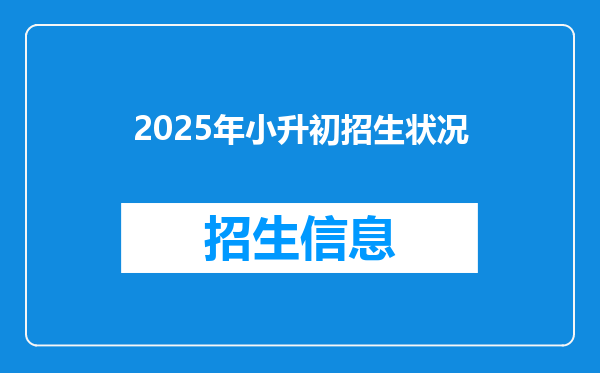 2025年小升初招生状况