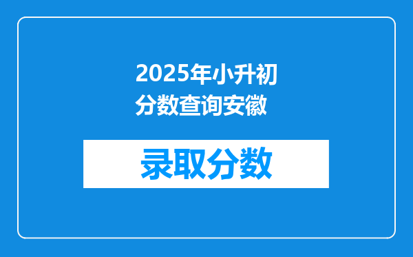 2025年小升初分数查询安徽