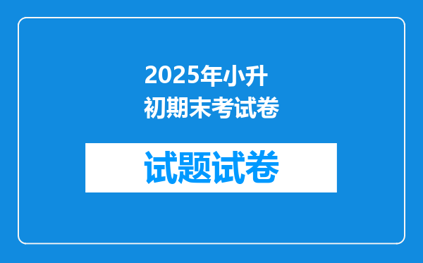 2025年小升初期末考试卷