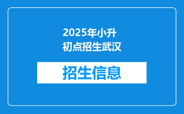 2025年小升初点招生武汉