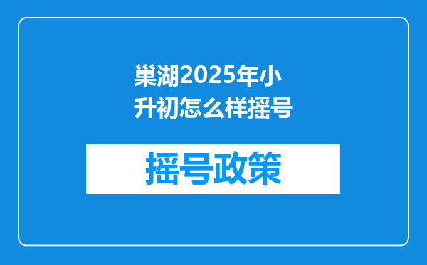 巢湖2025年小升初怎么样摇号