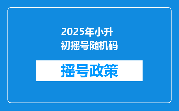 2025年小升初摇号随机码