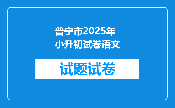 普宁市2025年小升初试卷语文