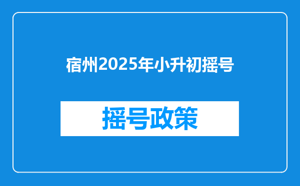 宿州2025年小升初摇号