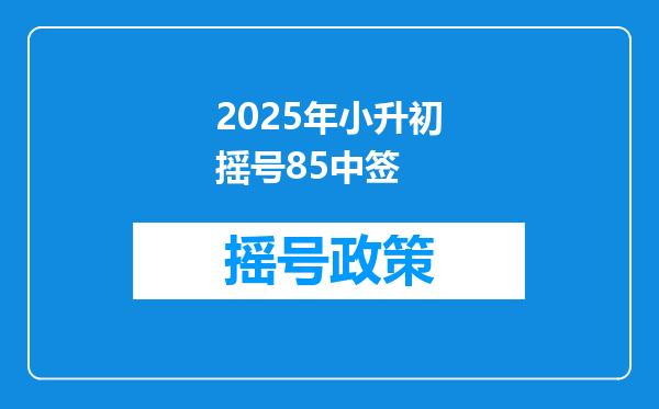 2025年小升初摇号85中签