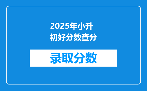 2025年小升初好分数查分