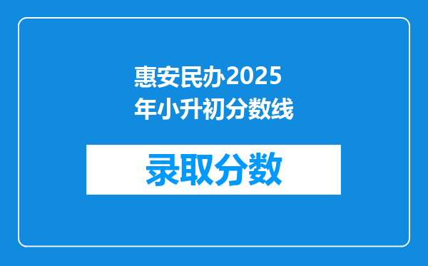 惠安民办2025年小升初分数线