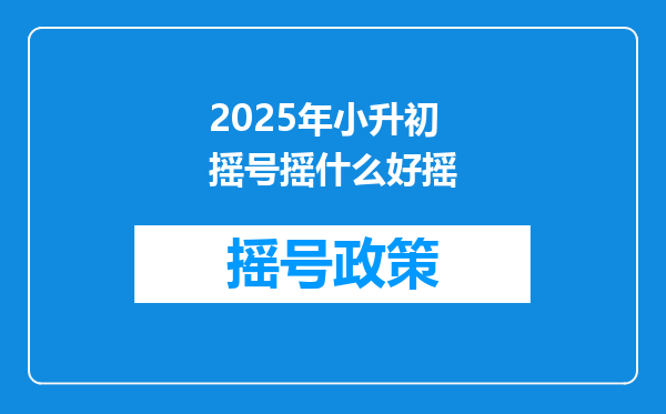 2025年小升初摇号摇什么好摇