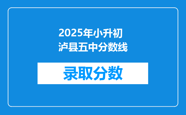 2025年小升初泸县五中分数线