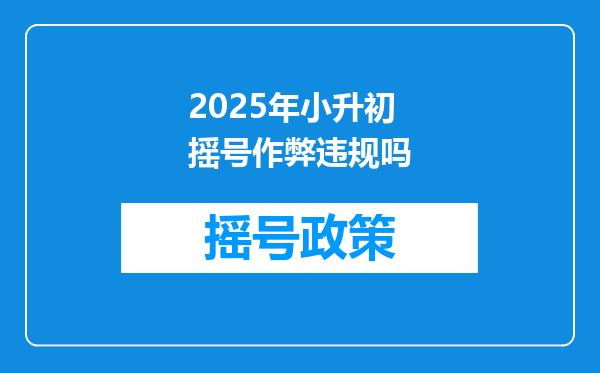 2025年小升初摇号作弊违规吗