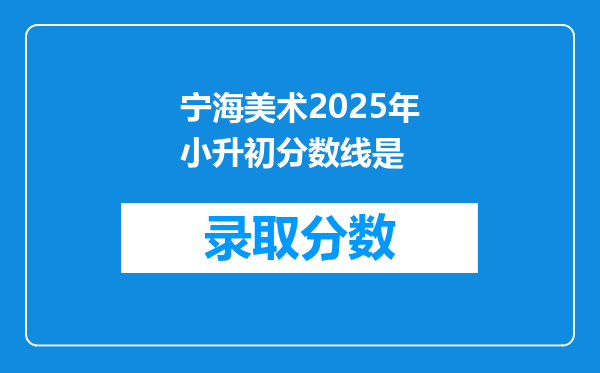 宁海美术2025年小升初分数线是