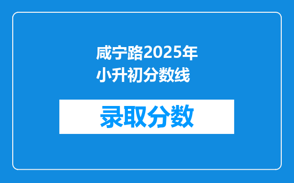 咸宁路2025年小升初分数线