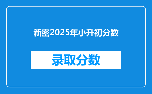 新密2025年小升初分数