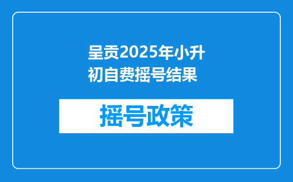 呈贡2025年小升初自费摇号结果