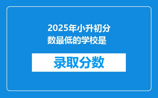 2025年小升初分数最低的学校是