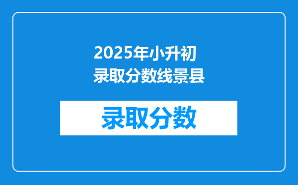 2025年小升初录取分数线景县