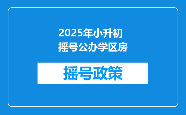 2025年小升初摇号公办学区房