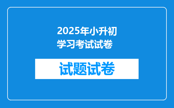 2025年小升初学习考试试卷