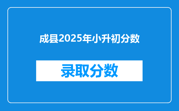 成县2025年小升初分数