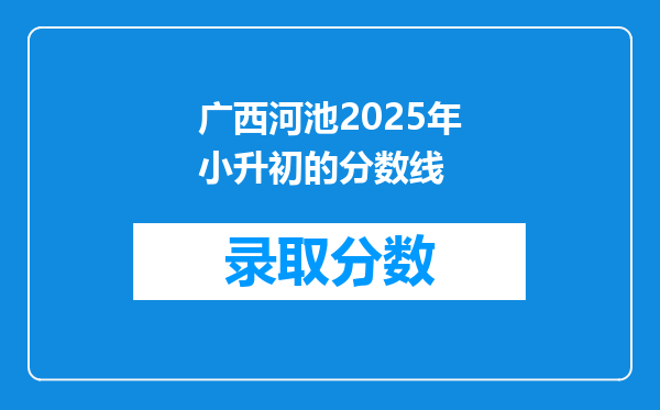 广西河池2025年小升初的分数线