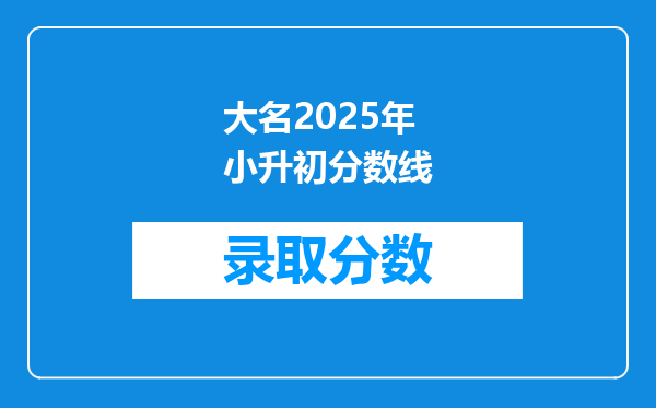 大名2025年小升初分数线