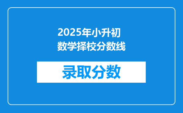 2025年小升初数学择校分数线