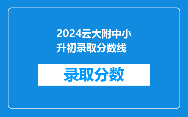 2024云大附中小升初录取分数线