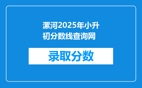 漯河2025年小升初分数线查询网