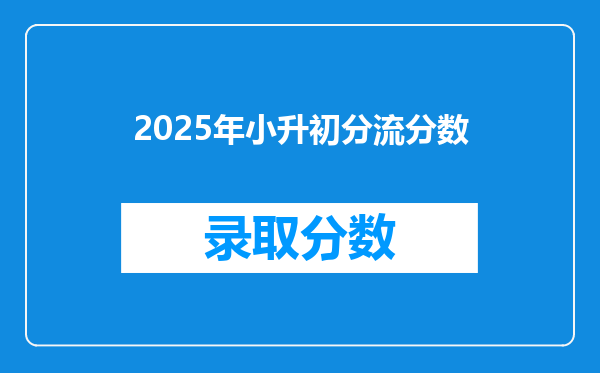 2025年小升初分流分数