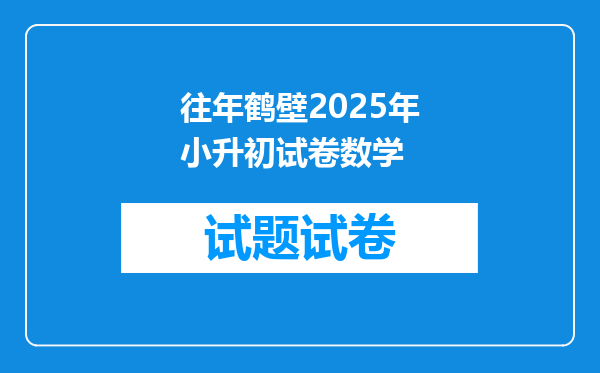 往年鹤壁2025年小升初试卷数学