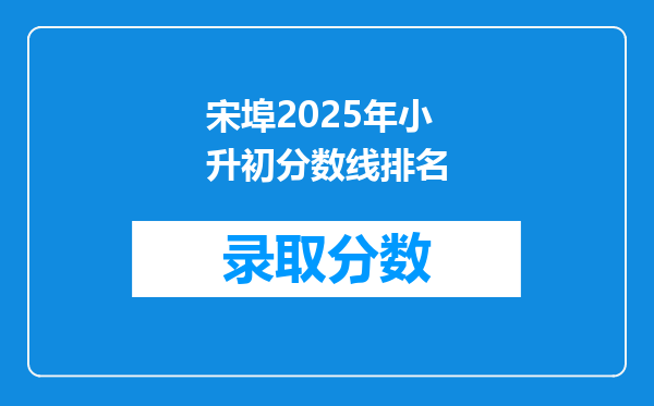 宋埠2025年小升初分数线排名