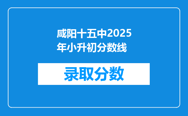 咸阳十五中2025年小升初分数线