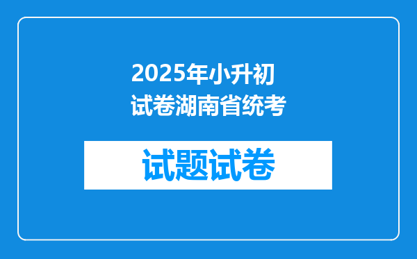 2025年小升初试卷湖南省统考