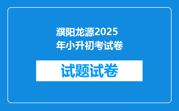 濮阳龙源2025年小升初考试卷