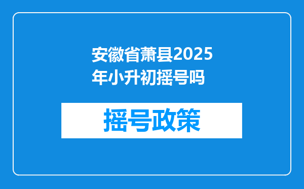 安徽省萧县2025年小升初摇号吗