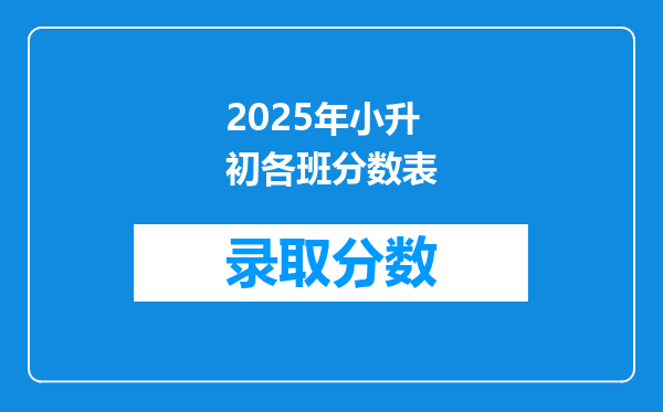 2025年小升初各班分数表