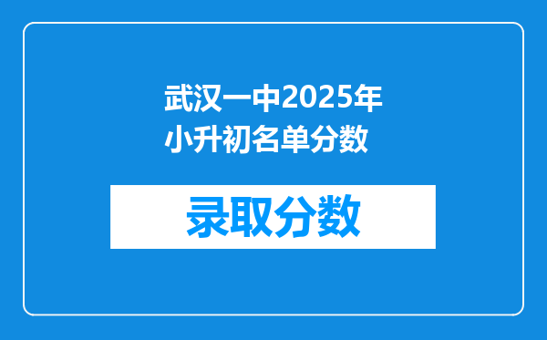 武汉一中2025年小升初名单分数