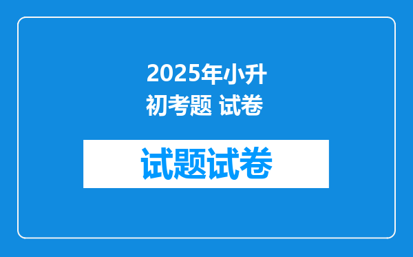 2025年小升初考题 试卷