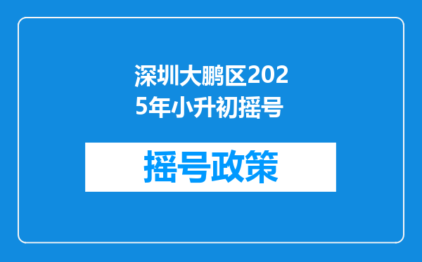 深圳大鹏区2025年小升初摇号